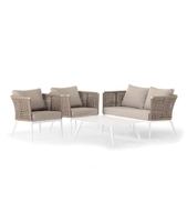 Cuba komplett loungesett m/ 3 seter, Hvit ramme/ beige puter