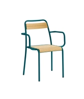 Iroko Wood Armstol Sjøblå