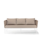 Cuba komplett loungesett m/ 3 seter, Hvit ramme/ beige puter