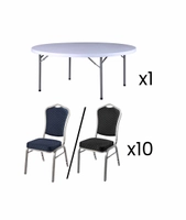 Bankettpakke 5, Ø180 bord +  10 konferansestoler