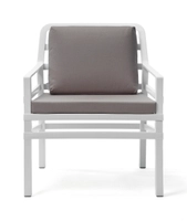 Aria poltrona, hvit ramme/grå puter polyester, OUTLET