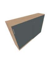 Skyvedørsskap 160cm, 3 permhøyder, Eik/Norwegian Green