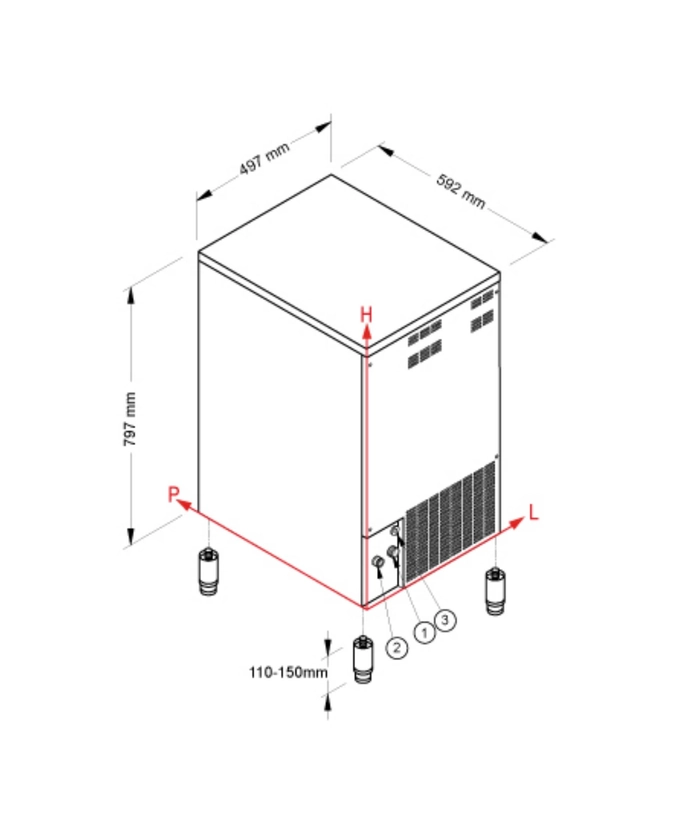 Isbitmaskin SL-90, Kapasitet 49KG/24T