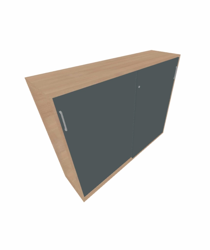 Skyvedørsskap 140cm, 3 permhøyder, Eik/Norwegian Green