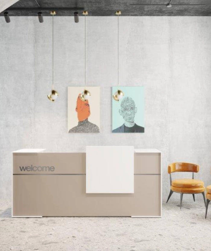 Resepsjonsdisk Hvit/beige - 220 cm