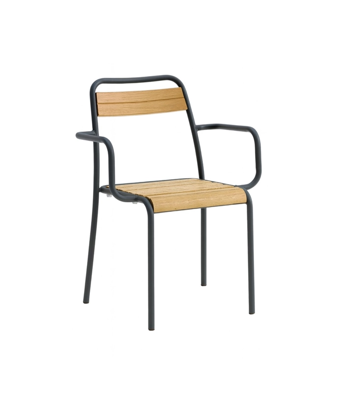 Iroko Wood Armstol Antrasitt
