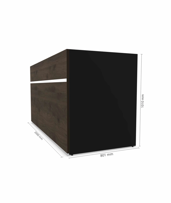 Resepsjonsdisk Valnøtt/Sort - 200 cm