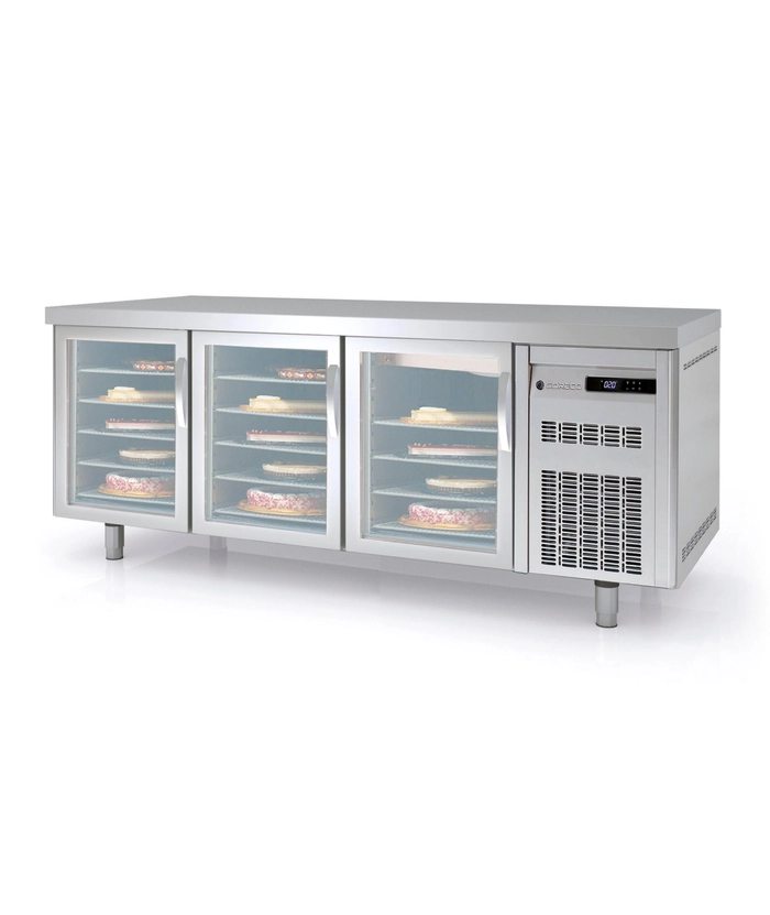 Konditordisk MCPV-200 frys, 3 glassdører