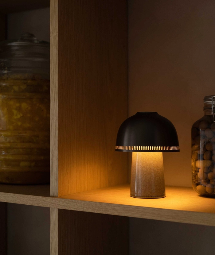 Raku SH8 oppladbar lampe, grå/bronse