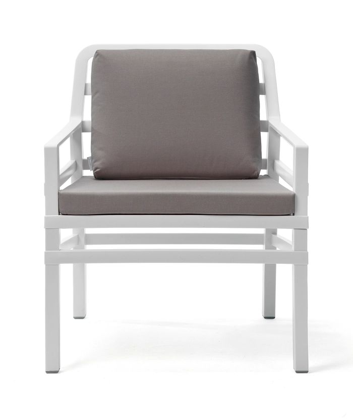 Aria poltrona, hvit ramme/grå puter polyester, OUTLET