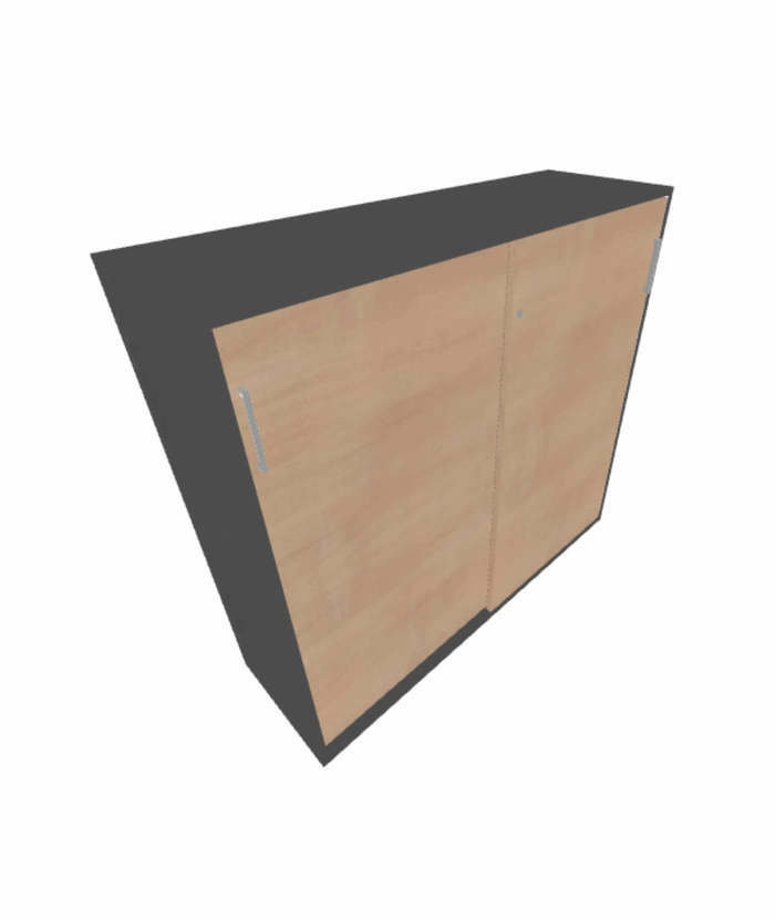 Skyvedørsskap 120cm, 3 permhøyder, Grå/Eik