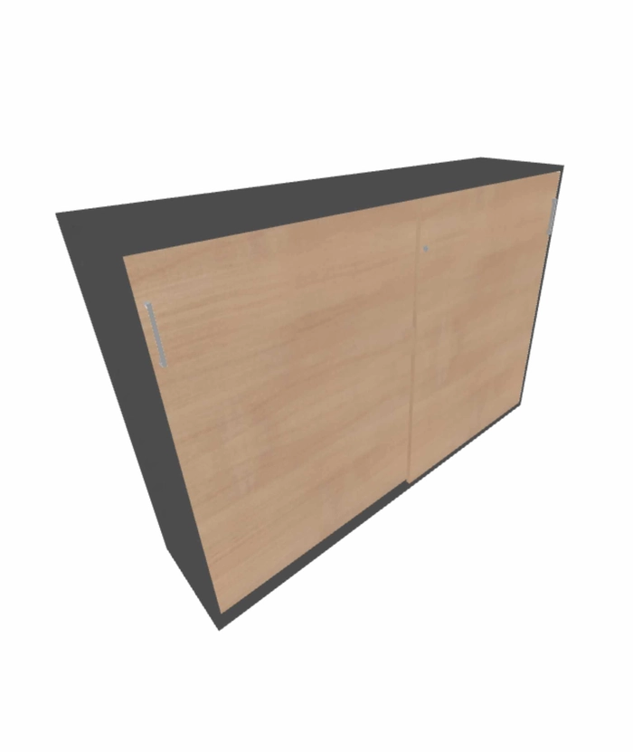Skyvedørsskap 160cm, 3 permhøyder, Grå/Eik