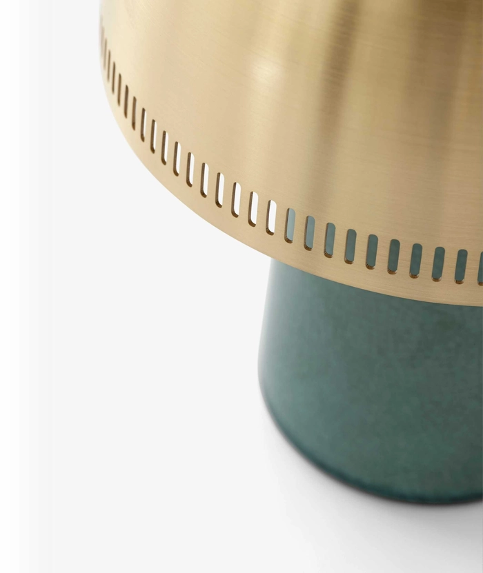 Raku SH8 oppladbar lampe, blågrønn/messing