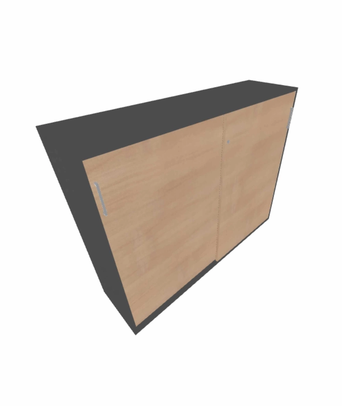 Skyvedørsskap 140cm, 3 permhøyder, Grå/Eik