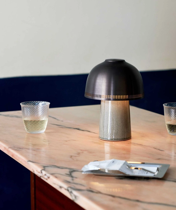 Raku SH8 oppladbar lampe, grå/bronse