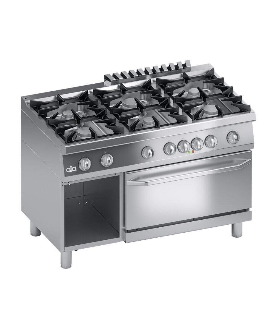 Kokebord Gass 6 Bluss + Elektrisk ovn 2/1 GN | NICHE Interiør & Storkjøkken