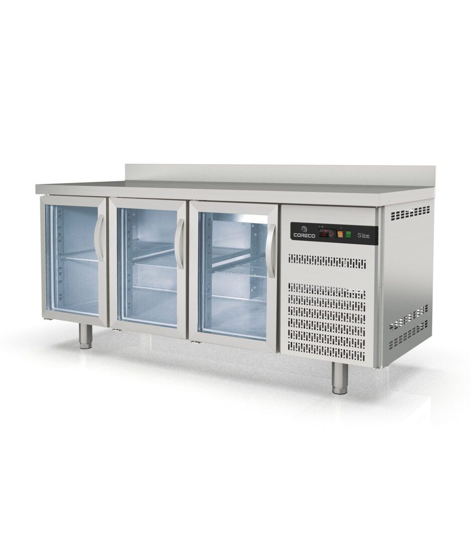 Kjølt arbeidsdisk TGRV-180-S, 3 glassdører | NICHE Interiør & Storkjøkken