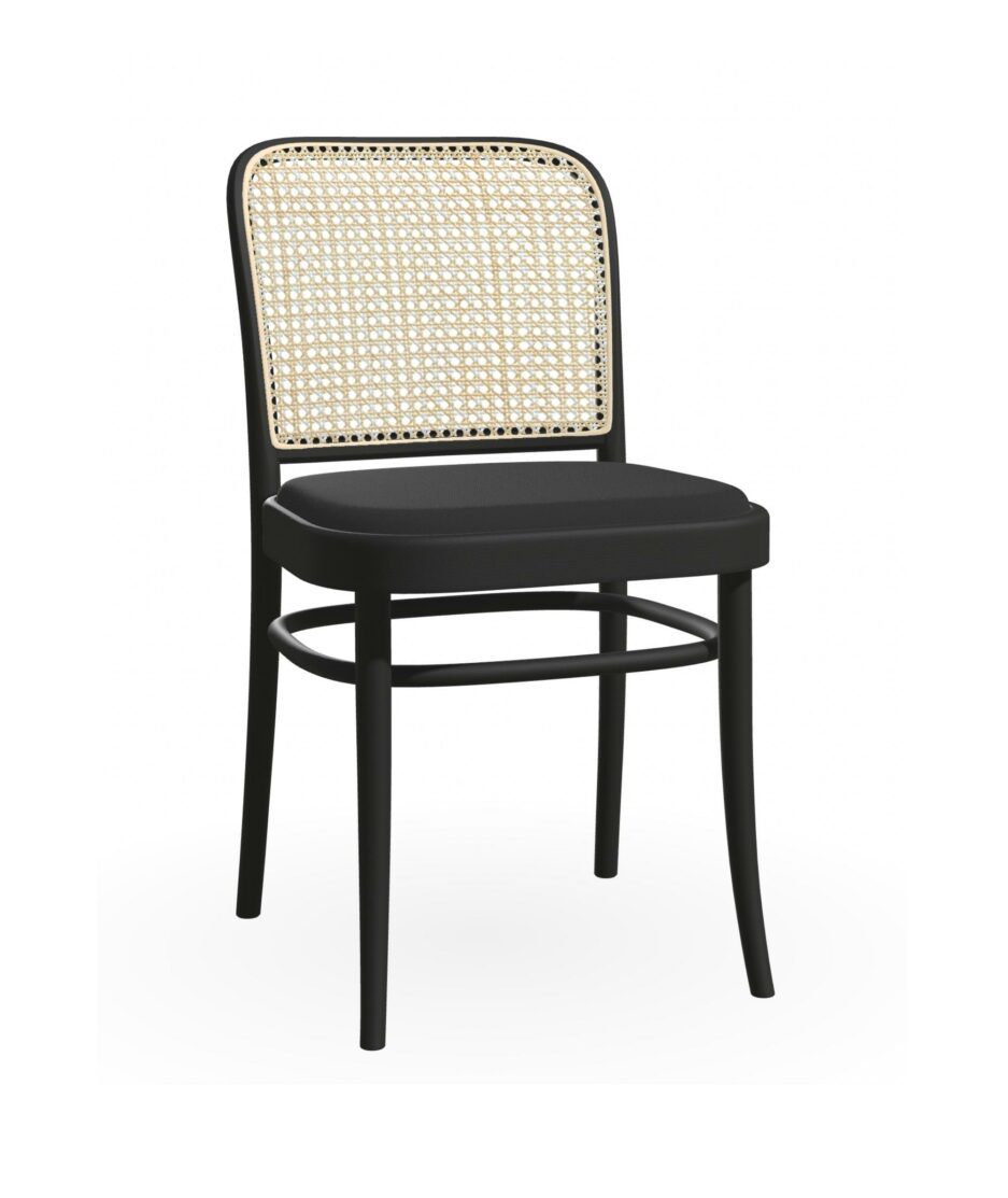 No 811 stol, cane rygg, polstret sete, sort beis | NICHE Interiør & Storkjøkken